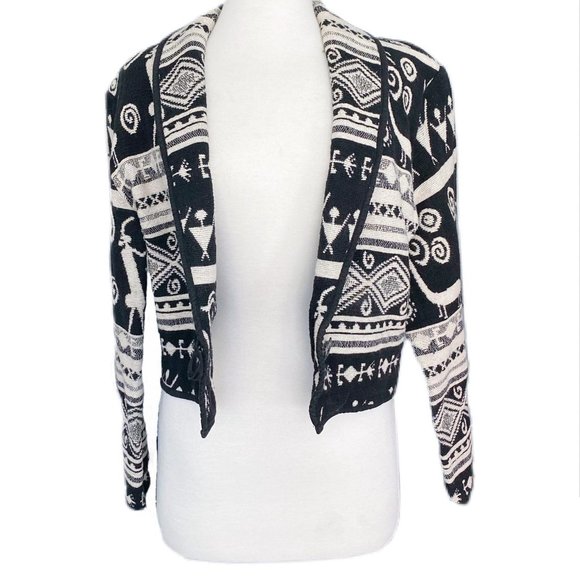 Vintage Crop Black/White Boho Jacket | Medium - Picture 4 of 6